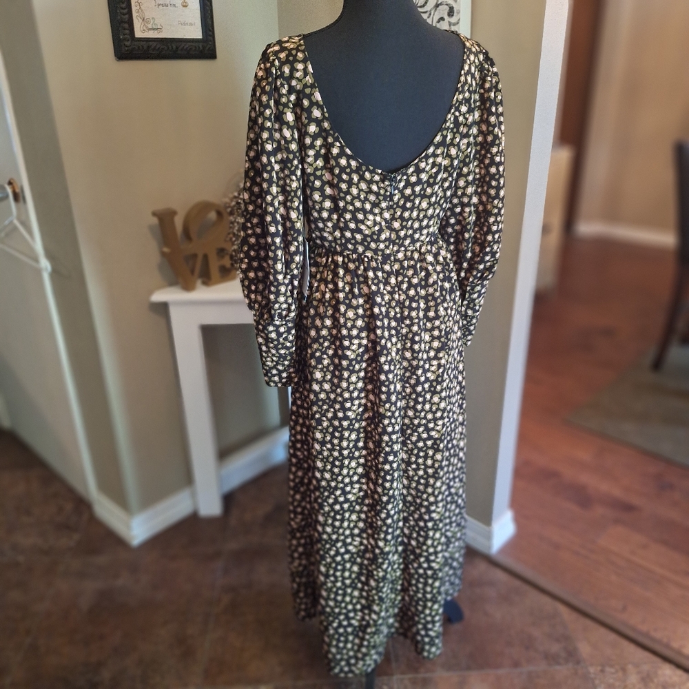 Who What Wear Leopard Maxi Cottagecore Scoop Back Dress Small - Picture 3 of 16